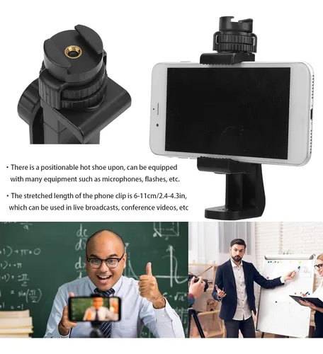 Clip Trípode De Teléfono, Adaptador Extensible Vertic...