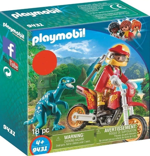 Figura De Acción Moto Con Velociraptor 9431 De Playmobil