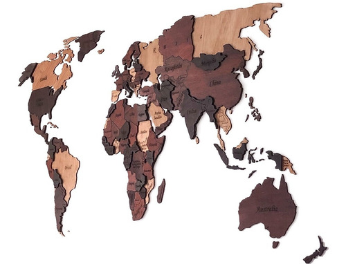 Mapa Mediano En Madera 3d - Decoración De Pared