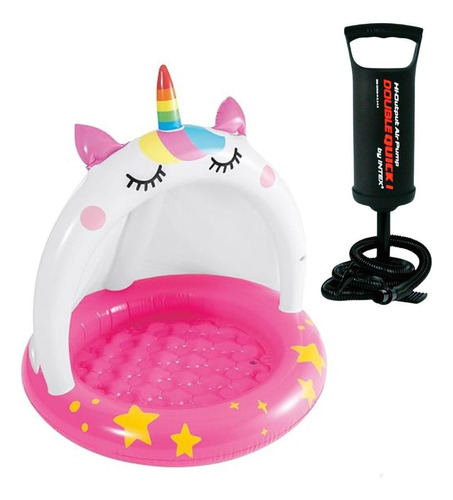 Piscina Infantil Com Cobertura 45l E Bomba De Ar Manual 29cm