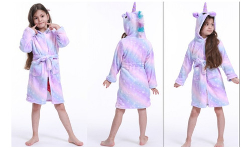 Albornoz Con Capucha De Algodón Unicornio Para Niño