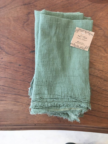 Imagen 3 de 3 de Servilleta Tela Gasa De Algodón Verde Pura Home