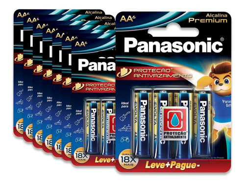48 Pilhas Alcalinas Premium Panasonic Pequena Aa (8 Ct)