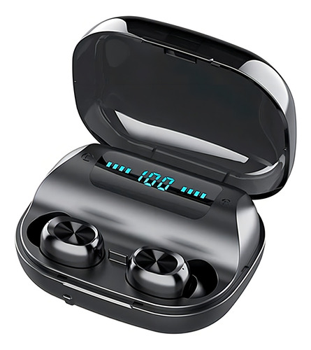 Fone Ouvido Wireless Sem Fio Bluetooth Power Bank Portátil Cor Preto Cor da luz Azul