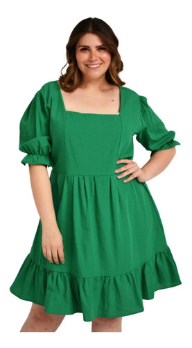 Vestido De Lino Roman Fashion/tallas Extras, 4272 (verde)