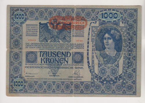 Billete Austria 1.000 Coronas Año 1902 Bueno +