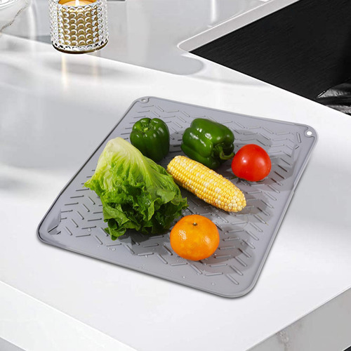 Bandeja De Silicona Para Secar Platos Que Protege Las S Gris