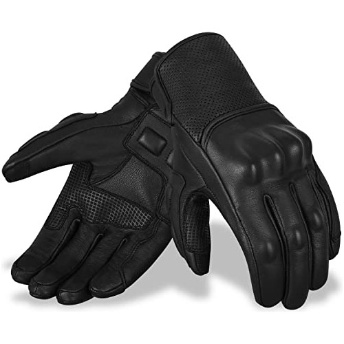 Guantes De Moto De Cuero Genuino Hombres Protección Nu...