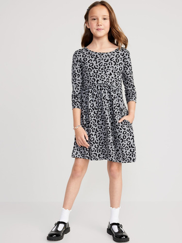 Vestido De Manga Larga Animal Print Para Niña Old Navy