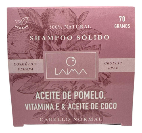 Shampoo Solido Natural Vegan Pomelo Cabello Normal 70g Laima