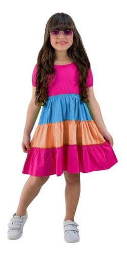 Imagem 1 de 4 de Vestido Infantil Feminino Roupa Criança Moda Blogueirinha