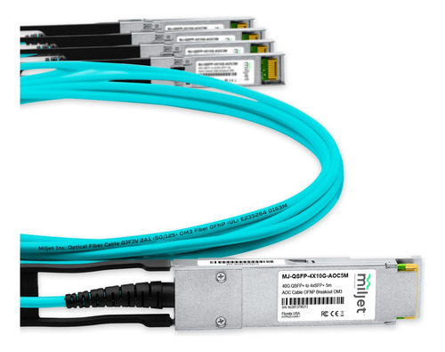 Cabo Aoc 40g Qsfp+ Para 4x10g Sfp+ 5m Breakout Ofnp Miljet