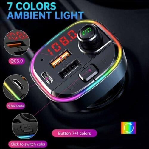 Transmisor Fm Bluetooth Celular Mp3 Cargador Usb  Luz Rgb T8