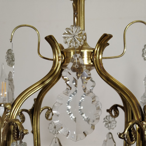Araña De Bronce Restaurada 5 Luces Con Caireles - 811 (Usado)