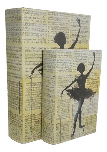 Kit Com 2 Caixas Em Formato De Livro Decorativo Bailarina