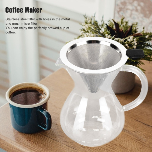 Verter Sobre Cafetera Olla De Vidrio De 400 Ml Hervidor Resi