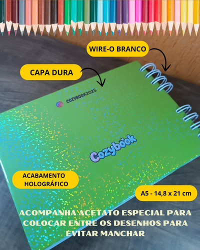 Livro De Colorir Stitch Capa Holográfica Dura 50 Desenhos Folha 180 G Wire-o Estilo Bobbie Goods Caderno Pintar Livro Colorir Para Adultos E Crianças Stitch Menina