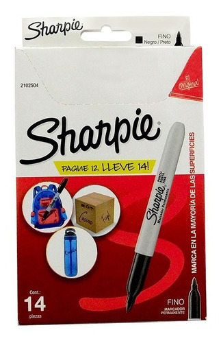 Marcador Plumón Permanente Sharpie Punto Fino 14 Piezas