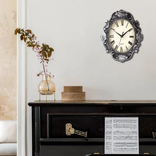 Ayrely® Reloj De Pared Rústico Ovalado De 14 Pulgadas, De De