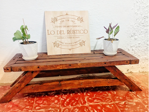 Banqueta Y/o Mesa En Piques De Madera Dura 