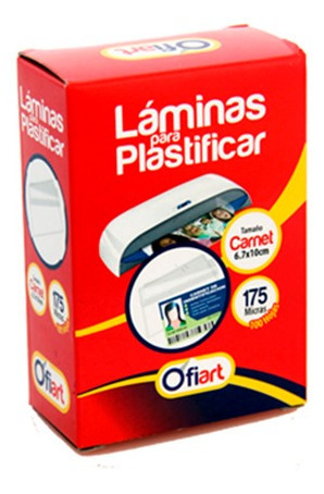 Láminas Para Plastificar T/carnet 6.7x10cm 100 Und