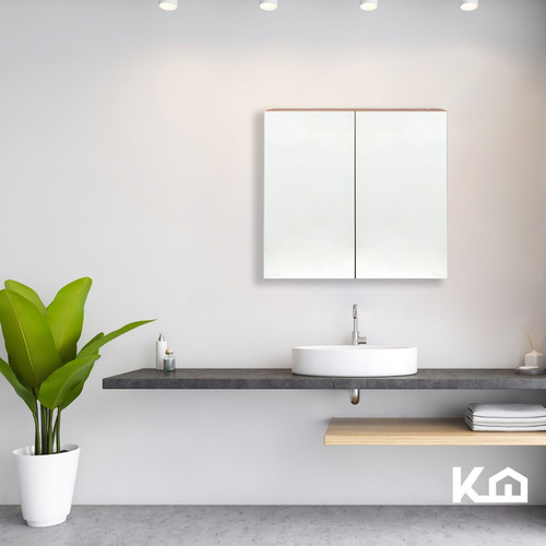Botiquin Con Espejo Para Baño Organizador 2 Puertas Gabinete Color Madera