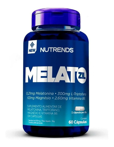 Melatozil 60 Caps Nutrends - Melatonina Magnésio Triptofano