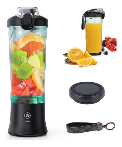 1 Minibatidora Usb Recargable De 600 Ml Con 6 Cuchillas