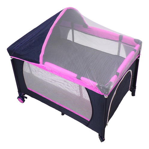 Cuna Para Bebé Corral Mosquitero Plegable Color Rosa