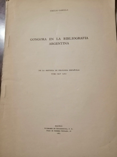 Gongora En La Bibliografía Argentina Emilio Carilla