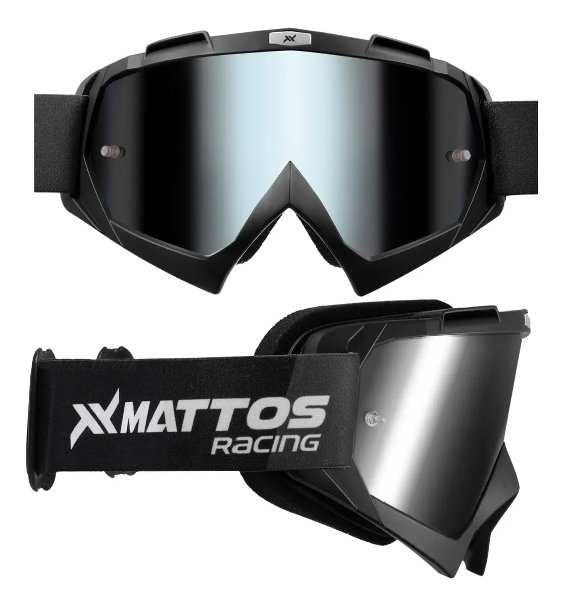 Óculos Motocross Mattos Racing Espelhado Off Road Armação Preta