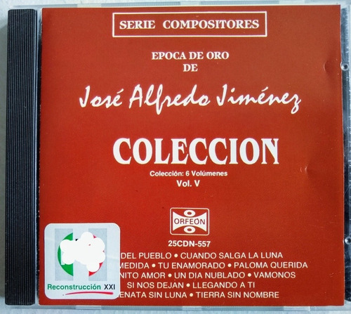Serie Compositores Cd José Alfredo Jiménez Vol.5 Orfeón 2002 (Usado)