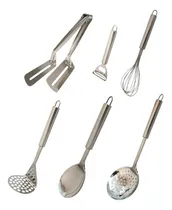 Comprar Set X6 Utensilios Acero Abrelatas Espatula Batidor Cuchara