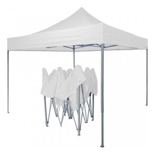 Toldo Plagable 3x3 Metalico Antioxidable Con Lona Color Blanco