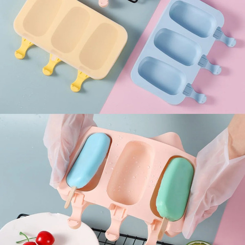 Molde De Silicona Para 3 Paletas Con 150 Palitos