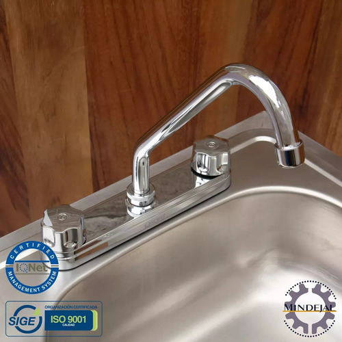 Charola Fregadero Una Tarja Y Maneral Inox Marca Mindejal S. Color Gris