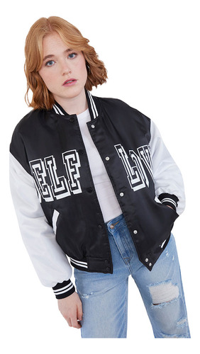 Chaqueta Mujer Bomber College  Negro Corona