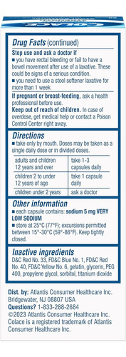 Colace Regular Strength Stool Softener 100 Mg Capsules 60