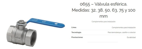 Válvula Esférica De 50mm H-h Fv 0655-50 Llave De Paso