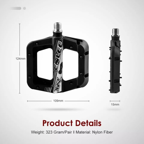Imagen 3 de 3 de Pedal Plano Mtb Bicicleta De Nylon Tornillos Antiresbalante.