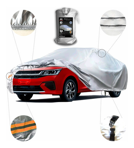 Funda Cubierta Lona Cover Cubre Autos Para Aveo 2012 Al 2016 Color Plateado