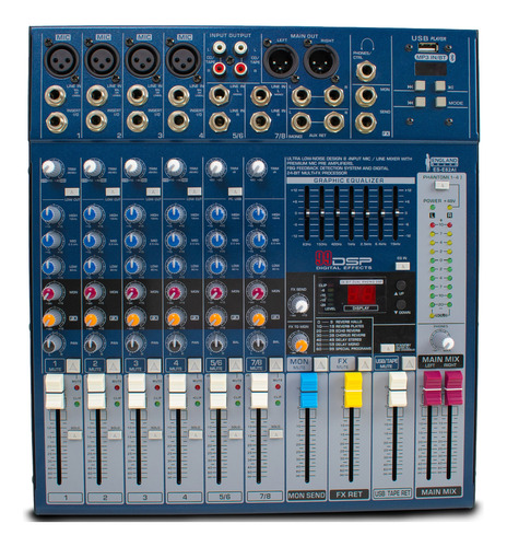 Consola Audio England Sound Usb Eq Bluetooth 8 Canales Midi