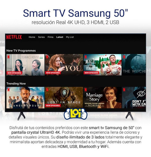 Smart Tv Samsung 50' 4k Uhd Modelo 2020 Wifi Bluetooth Loi