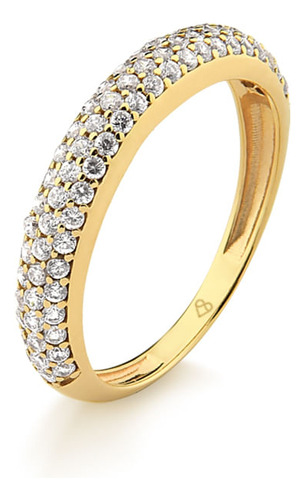 Anel Pavê Em Ouro 18k Com 61 Pontos De Diamante Aro 18