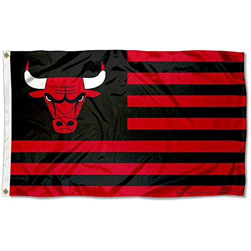 Banderín De 3x5 Pies De Chicago Bulls Patrón De Rayas...