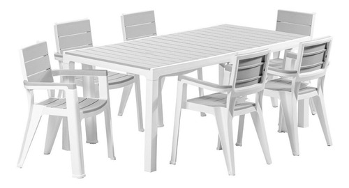 Comedor Para Exterior Tipo Madera 6 Puestos Marca Mq Estructura Silver