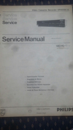 Manual De Serviços Cassetes Recorder Vr6558/78 Raridade (Usado)