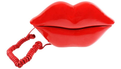 Teléfono Fijo Alámbrico Labios Rojos Brillantes Femenino Color Rojo