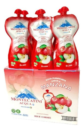 Doypack Agua Premium Manzana Caja 12 Uni X 350ml Montecatini