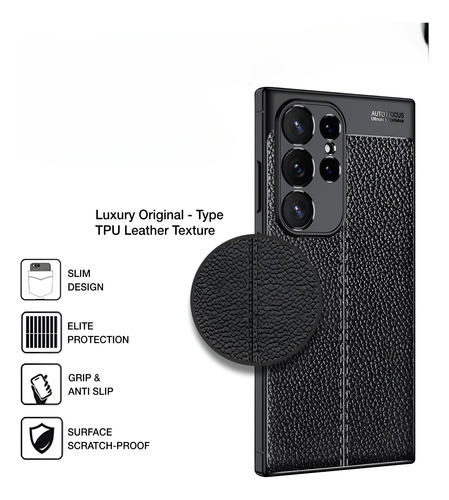 Funda Para Samsung Galaxy S24 Ultra Leather Case Tpu Negro Liso